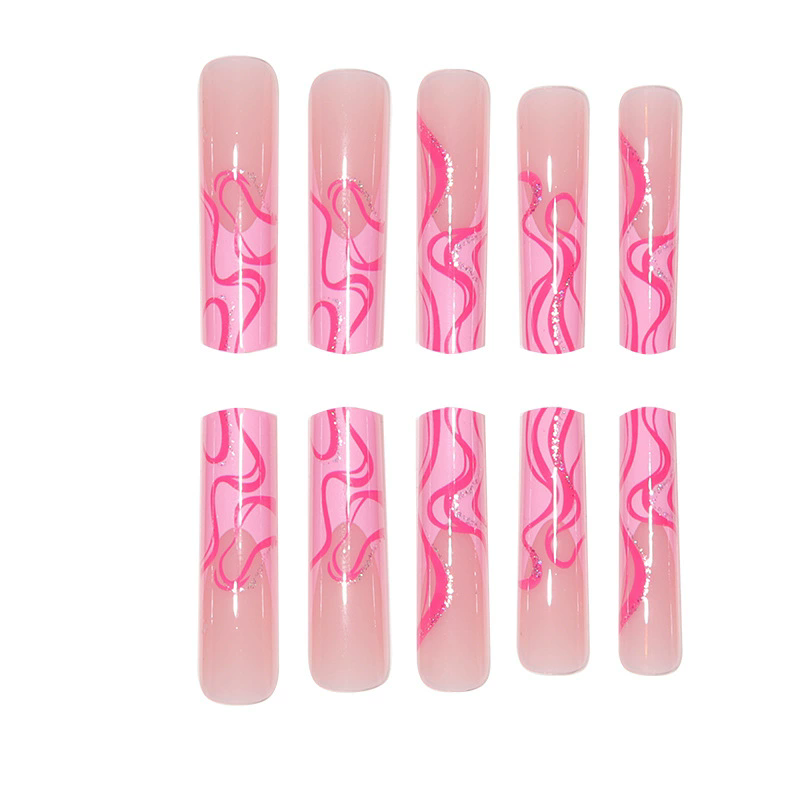 24Pcs Wearable Colorful Butterfly Designs French Press on Nails Long Ballet False Nails with Rhinestone acrylic Fake Nails tips