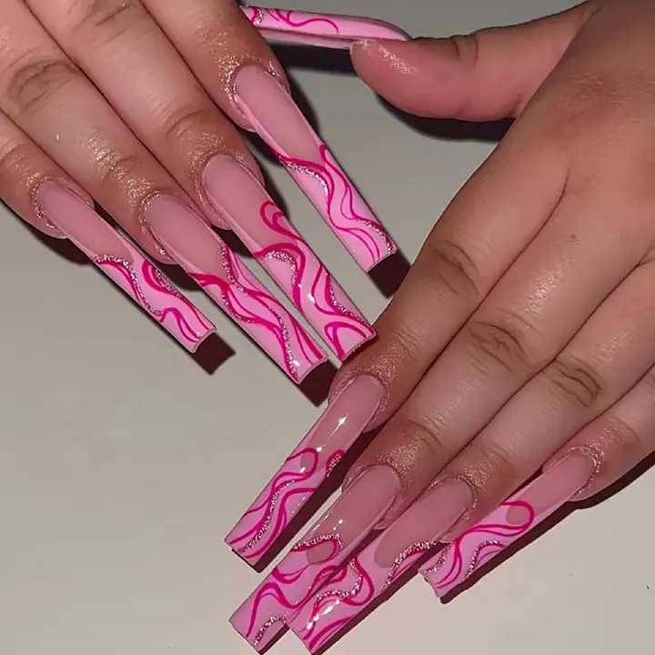 24Pcs Wearable Colorful Butterfly Designs French Press on Nails Long Ballet False Nails with Rhinestone acrylic Fake Nails tips