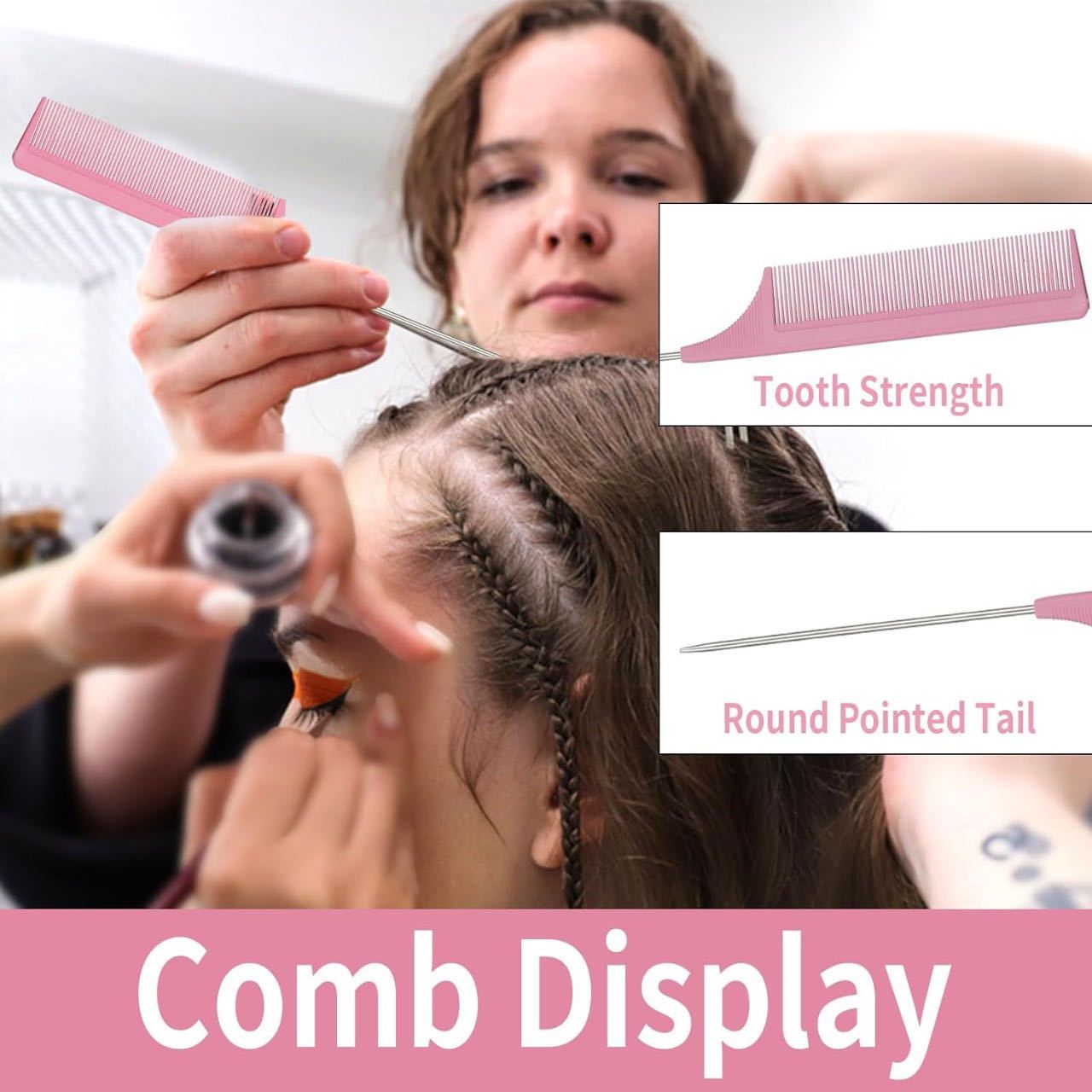 8pcs Hair Styling Comb Set Teasing Hair Brush Triple Teasing Comb Rat Tail Combs Edge Brush Hair Tail Tools Braid Tool Loop