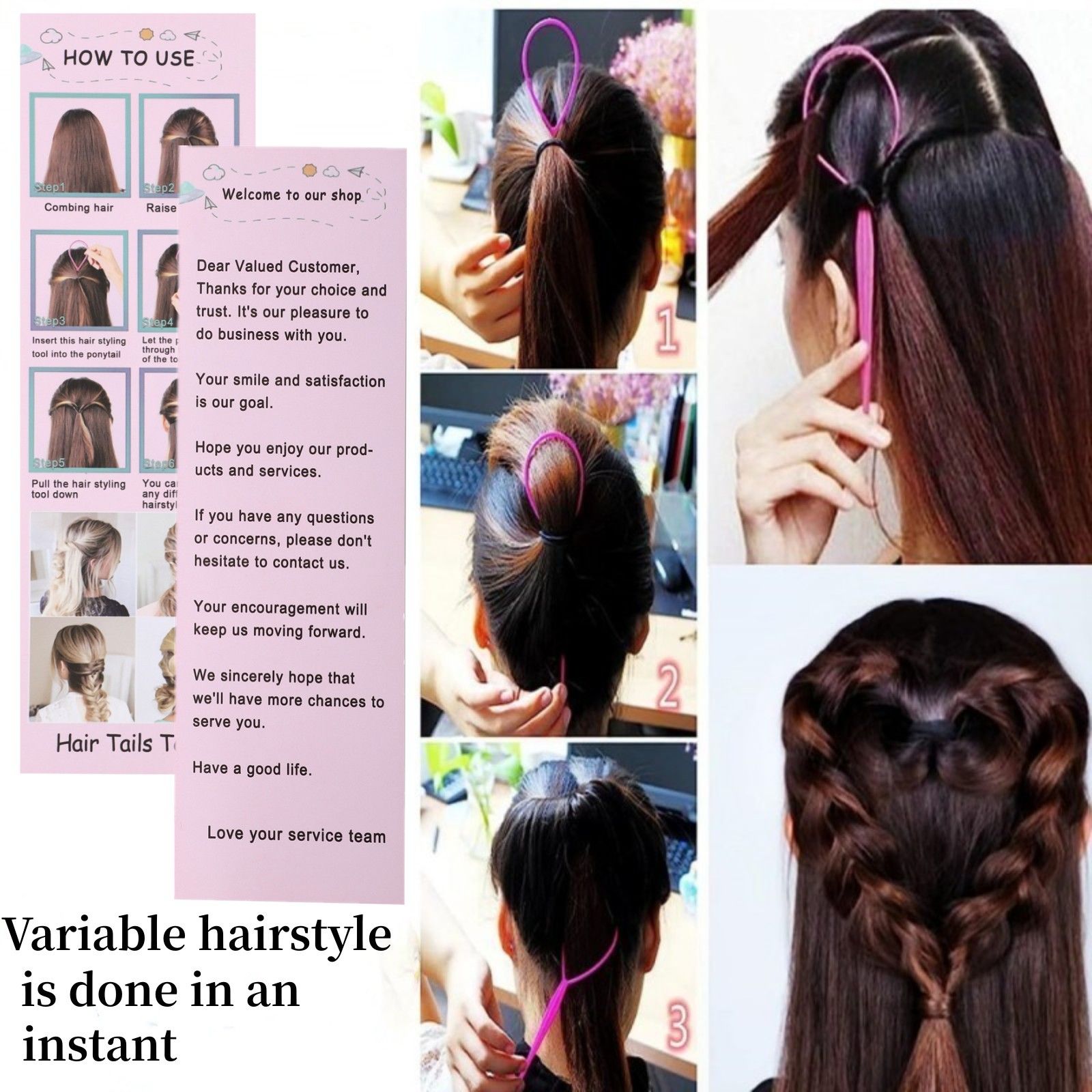 8pcs Hair Styling Comb Set Teasing Hair Brush Triple Teasing Comb Rat Tail Combs Edge Brush Hair Tail Tools Braid Tool Loop