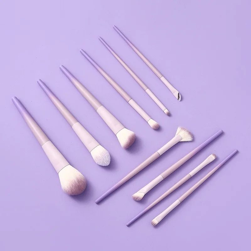 10Pcs Pink Purple Gradient plastic handle makeup brush powder brush foundation make-up brush concealer brush