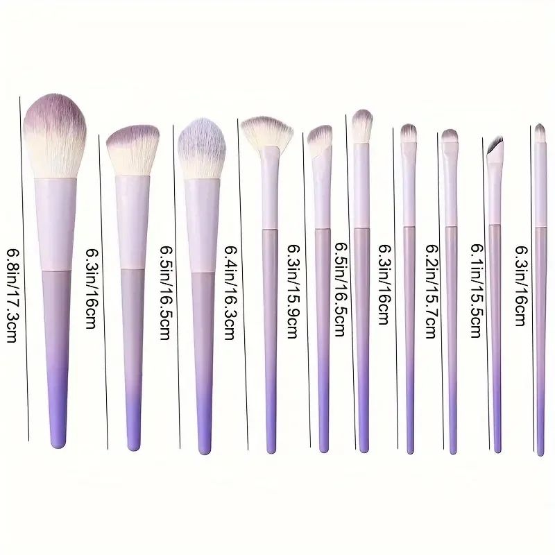 10Pcs Pink Purple Gradient plastic handle makeup brush powder brush foundation make-up brush concealer brush