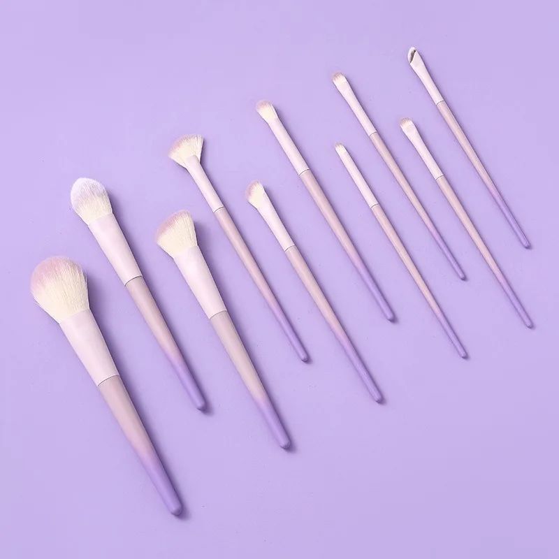 10Pcs Pink Purple Gradient plastic handle makeup brush powder brush foundation make-up brush concealer brush