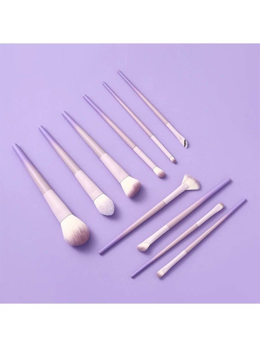 10Pcs Pink Purple Gradient plastic handle makeup brush powder brush foundation make-up brush concealer brush