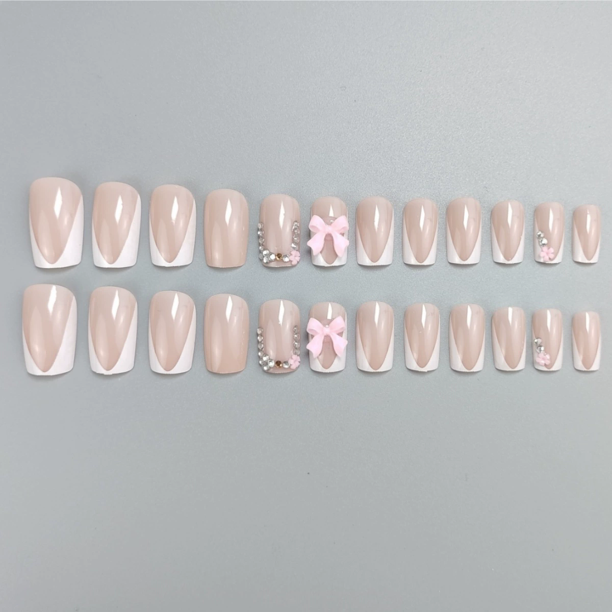 24Pcs Wearable Colorful Butterfly Designs French Press on Nails Long Ballet False Nails with Rhinestone acrylic Fake Nails tips