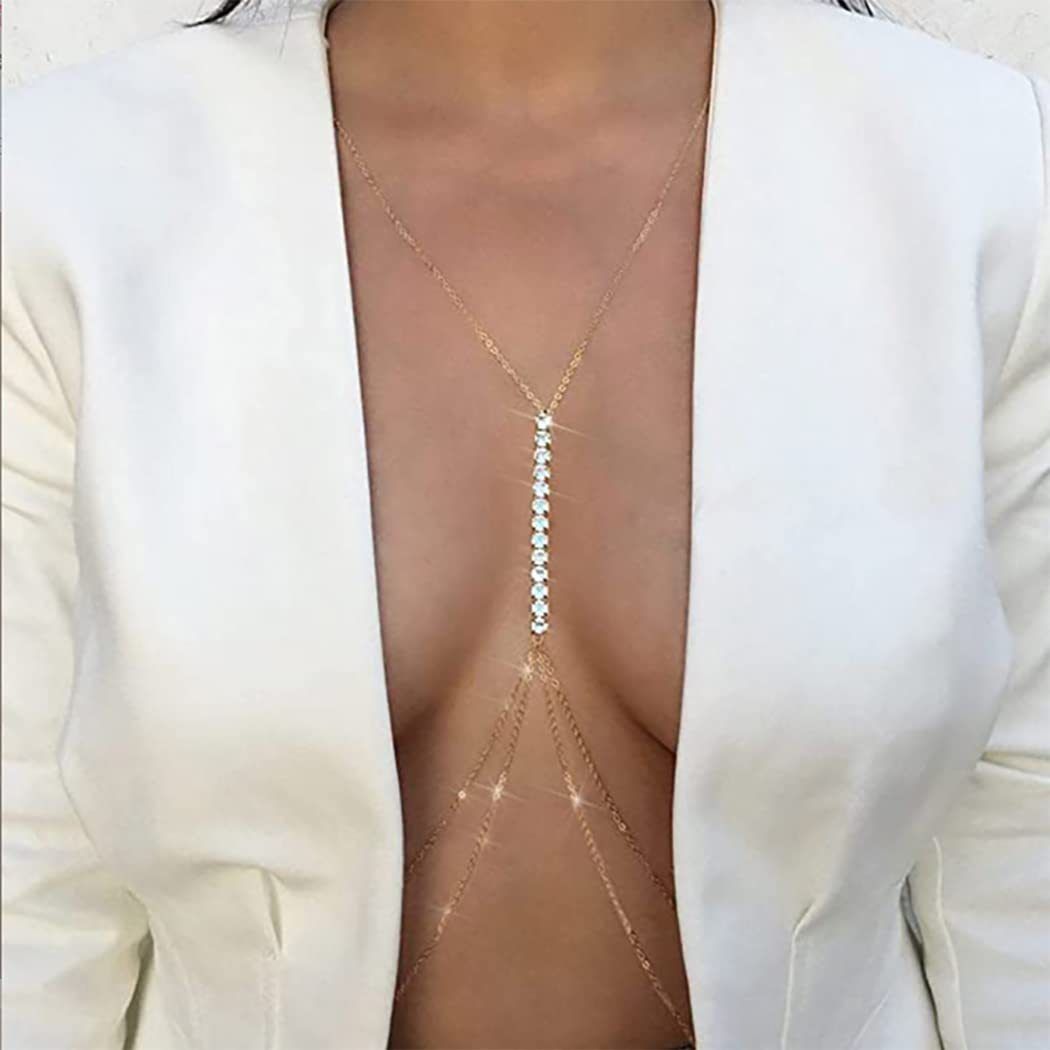 New Women Sexy Fashion Black Bead Chest Chain Body Jewelry Trend Punk Metal Tassel Waist Belly Chain Strap Decorate Street Style