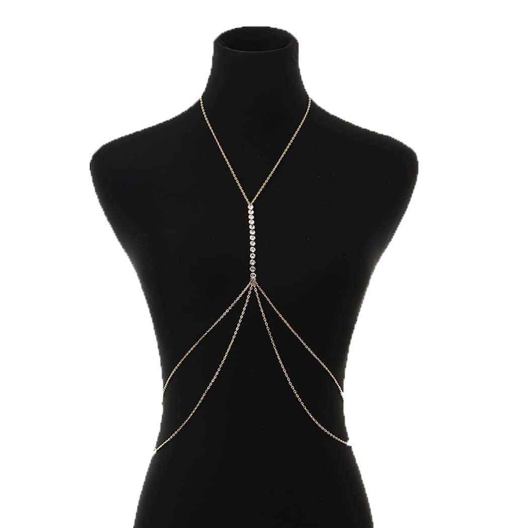 New Women Sexy Fashion Black Bead Chest Chain Body Jewelry Trend Punk Metal Tassel Waist Belly Chain Strap Decorate Street Style