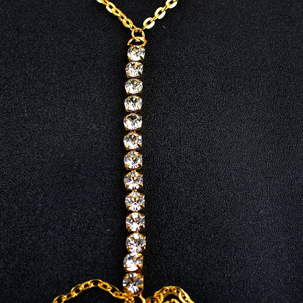 New Women Sexy Fashion Black Bead Chest Chain Body Jewelry Trend Punk Metal Tassel Waist Belly Chain Strap Decorate Street Style