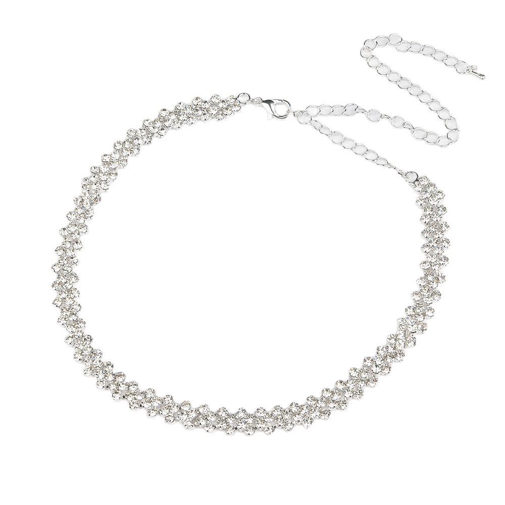 Luxury Shiny Full Rhinestone Choker Necklace for Women Personalized Geometric Crystal Necklaces Wedding Jewelry Party Gifts