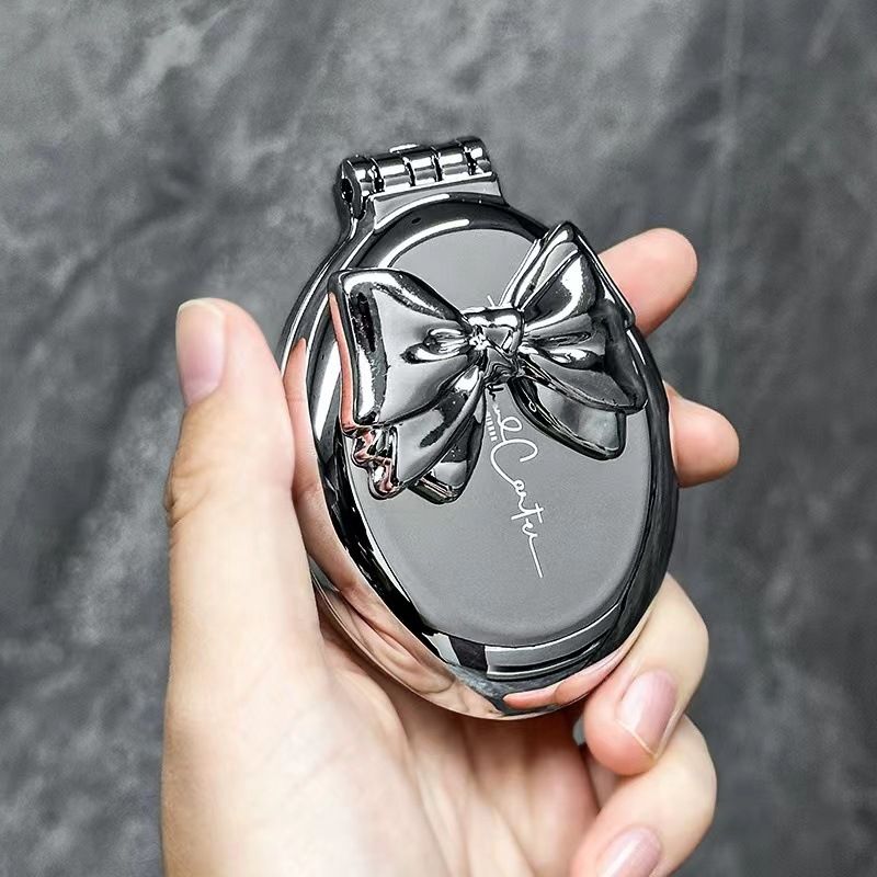 2 In 1 Mini Portable Folding Comb Mirror Diamond Air Cushion Bling Rhinestone Cosmetic Travel Pocket Hair Brush Makeup Tool