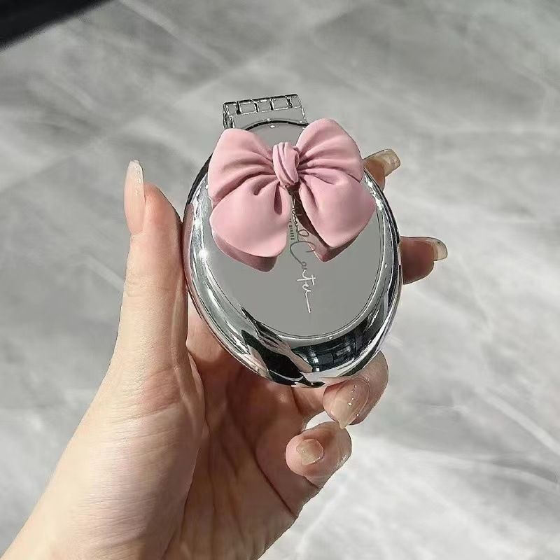 2 In 1 Mini Portable Folding Comb Mirror Diamond Air Cushion Bling Rhinestone Cosmetic Travel Pocket Hair Brush Makeup Tool