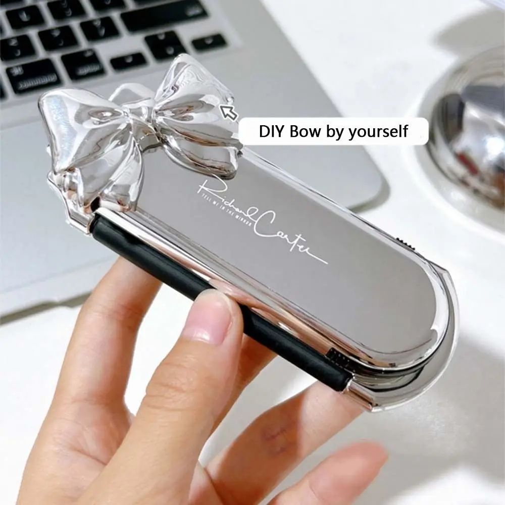 2 In 1 Mini Portable Folding Comb Mirror Diamond Air Cushion Bling Rhinestone Cosmetic Travel Pocket Hair Brush Makeup Tool