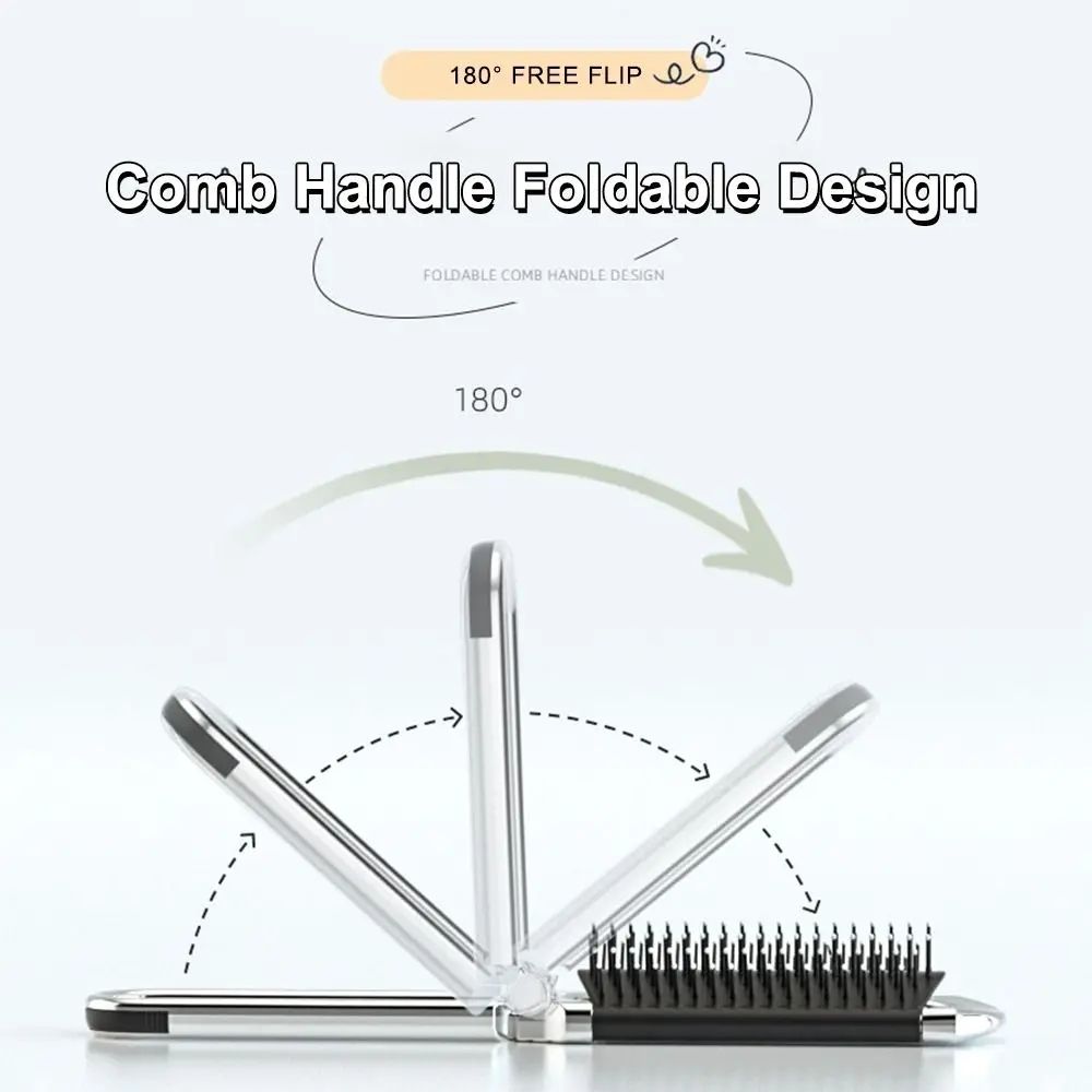 2 In 1 Mini Portable Folding Comb Mirror Diamond Air Cushion Bling Rhinestone Cosmetic Travel Pocket Hair Brush Makeup Tool