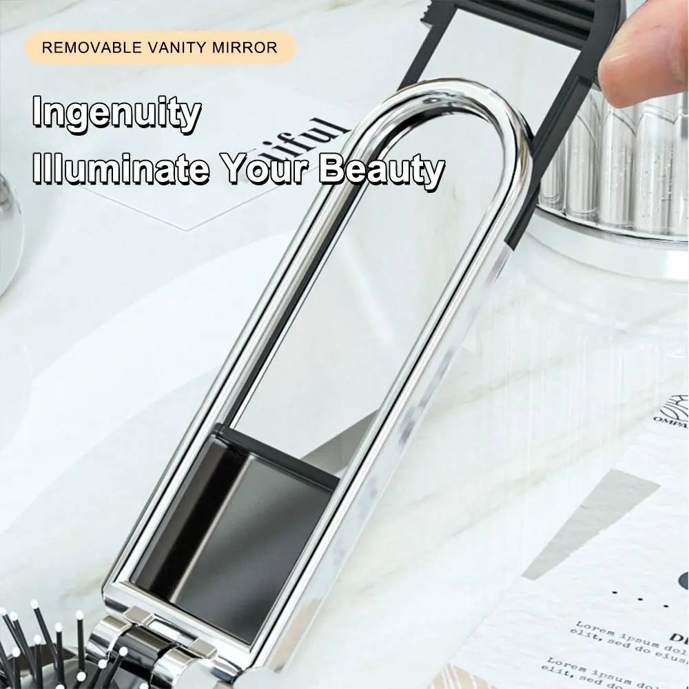 2 In 1 Mini Portable Folding Comb Mirror Diamond Air Cushion Bling Rhinestone Cosmetic Travel Pocket Hair Brush Makeup Tool