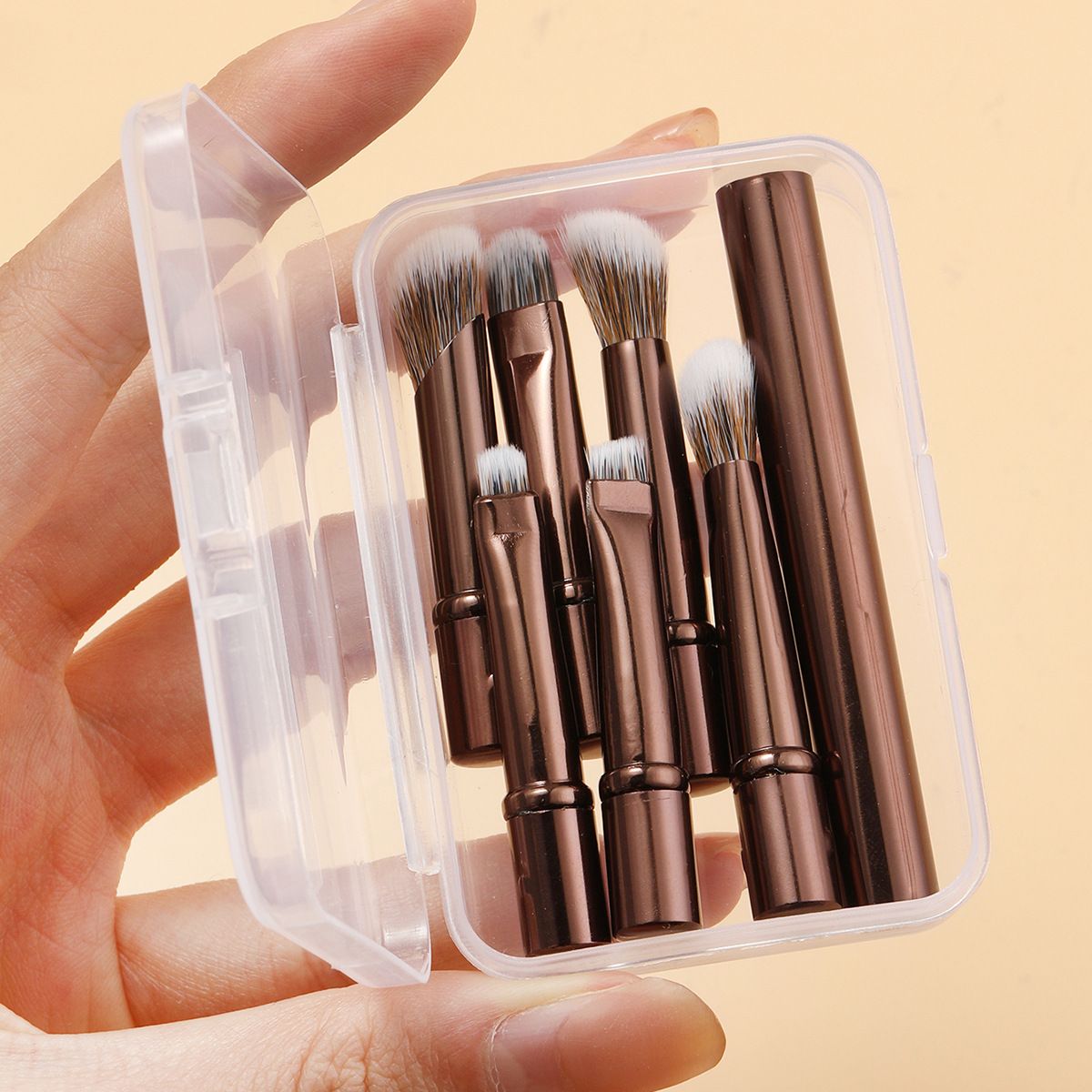 6Pcs Mini Travel Makeup Brushes Set with Box Portable Cosmetic Powder Foundation Blush Blending Concealer Make Up Brushes Set