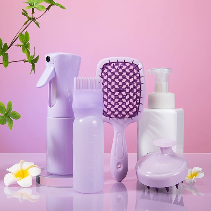 4pcs set Hollow Comb Set With Spray Bottle 200ml Hair Care Product Set Silicone Shampoo Head Scalp Massage Brush