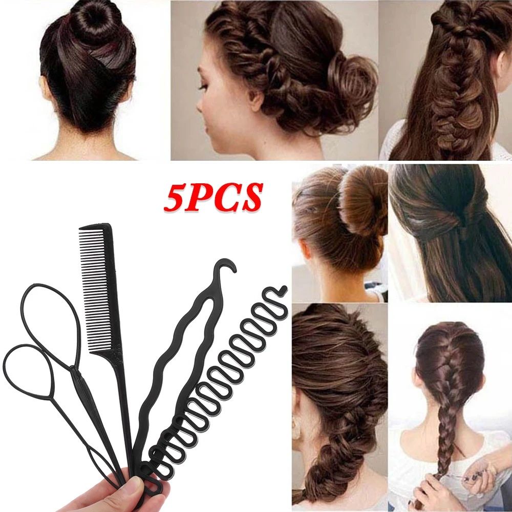 4-5Pcs/set Women Hair Twist Styling Clips Stick Bun Maker DIY Hair Braiding Tools Comb Set Multi-style Hair Accessories Braiders