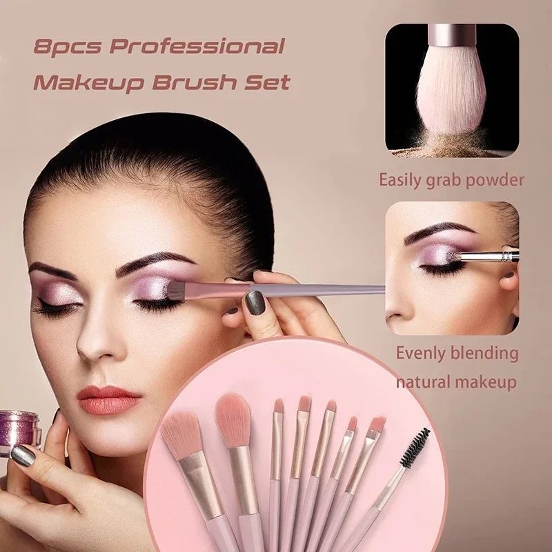 8pcs High-End Professional Makeup Brushes Set with Bucket Blush Powder Eyeshadow Eyebrow Foundation Beauty Makeup Tool Brochas