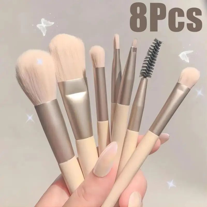 8pcs High-End Professional Makeup Brushes Set with Bucket Blush Powder Eyeshadow Eyebrow Foundation Beauty Makeup Tool Brochas