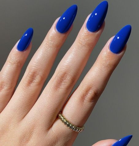 24Pcs/set Medium Length French Fake Nails Blue Pink Halo Glossy False Nail Artificial Acrylic Press On Nails Art tips Removable
