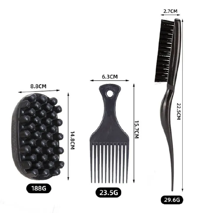 2-6pcs Professional Curly Hair Sponge Twist Brush Magic Afro Comb Rat Tail Comb Durable Rubber Fork Comb Curly Hair Styling Tools