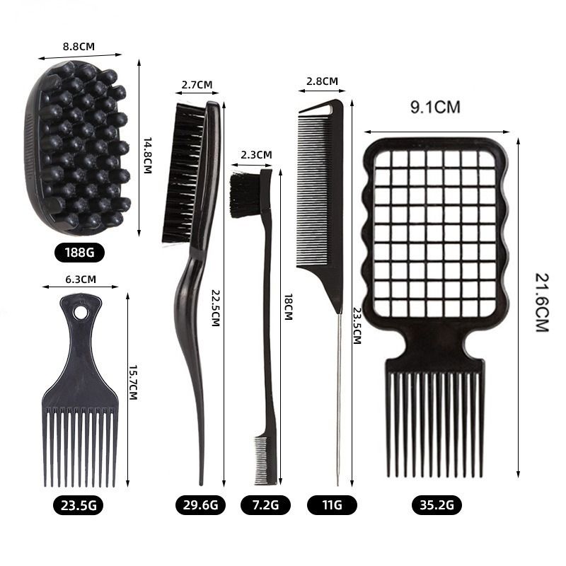 2-6pcs Professional Curly Hair Sponge Twist Brush Magic Afro Comb Rat Tail Comb Durable Rubber Fork Comb Curly Hair Styling Tools