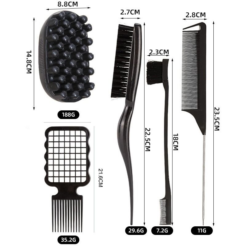 2-6pcs Professional Curly Hair Sponge Twist Brush Magic Afro Comb Rat Tail Comb Durable Rubber Fork Comb Curly Hair Styling Tools