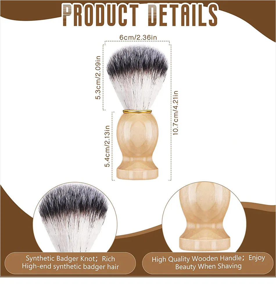 Men Shaving Brush Natural Badger Hair Wood Handle Hair Salon Shave Brush Face Beard Cleaning Appliance Barber Salon Shave Brush