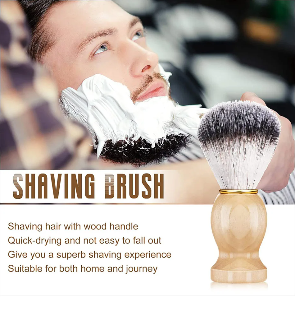 Men Shaving Brush Natural Badger Hair Wood Handle Hair Salon Shave Brush Face Beard Cleaning Appliance Barber Salon Shave Brush