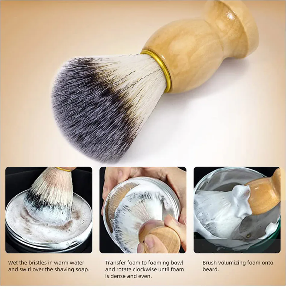 Men Shaving Brush Natural Badger Hair Wood Handle Hair Salon Shave Brush Face Beard Cleaning Appliance Barber Salon Shave Brush