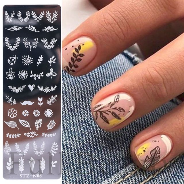 French Nail Art Stamping Plate Geometry Wave Line Drawing Templates Flower Love Lace Stamp Nail Charm Mold Stencil Tools