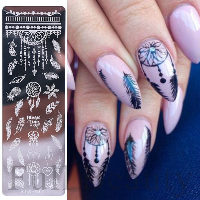 French Nail Art Stamping Plate Geometry Wave Line Drawing Templates Flower Love Lace Stamp Nail Charm Mold Stencil Tools