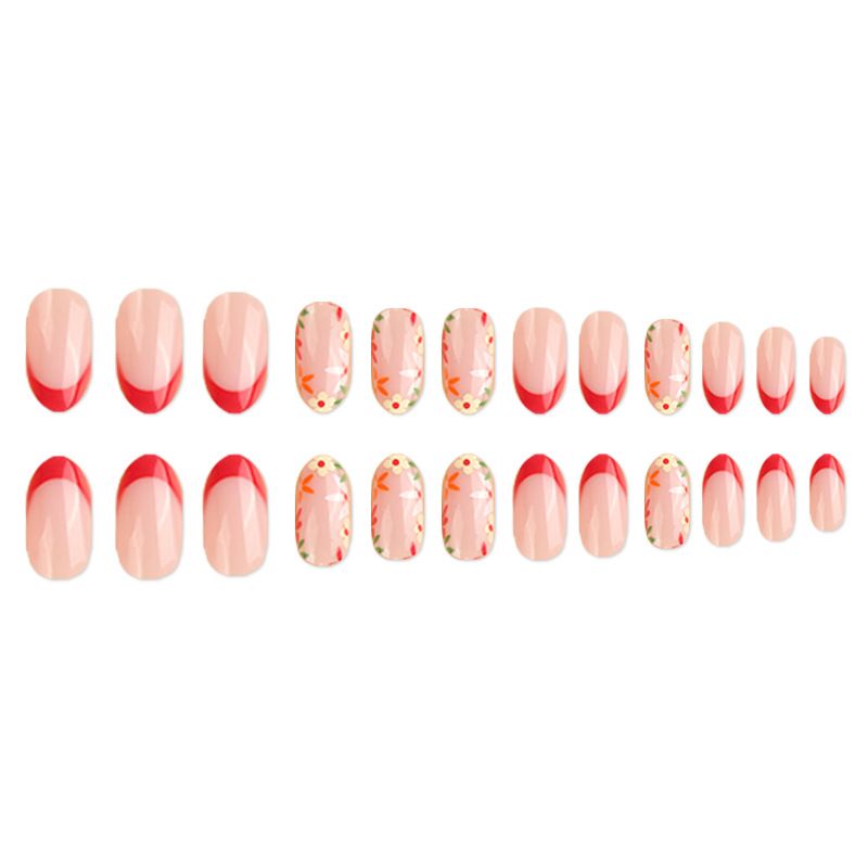 24PCS Medium Coffin Press On Nails Blue Fingertip French Trim Flash Drill Bowknot Press On Nails Full Cover Fake Nail Set