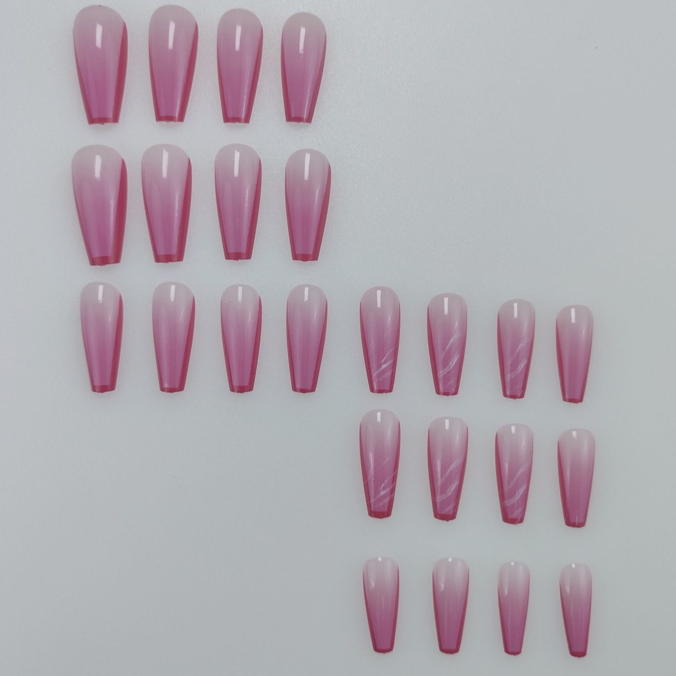 24Pcs Aurora Fake Nail with Glue Mid-length Square Head Design False Nails Simple Fashion Press on Nails Full Cover Nail Tips