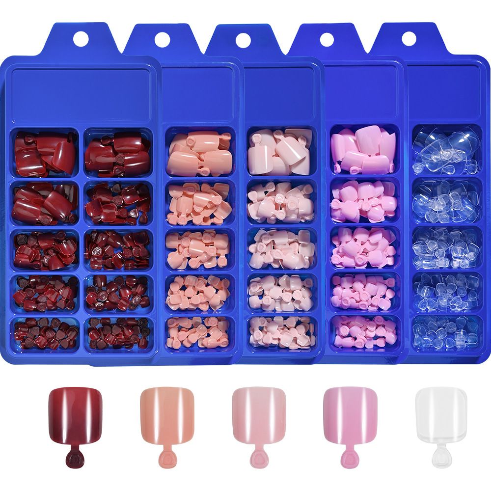 100pcs Clear False Toes Nails French Square Nature White Full Cover Fake Toe Nails Feet Nail Tips Artificial Press on Toenails