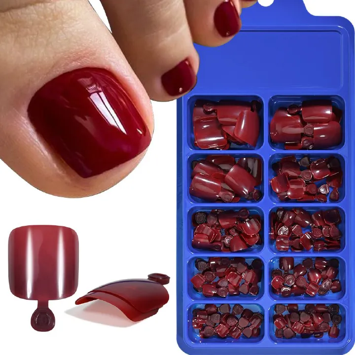 100pcs Clear False Toes Nails French Square Nature White Full Cover Fake Toe Nails Feet Nail Tips Artificial Press on Toenails
