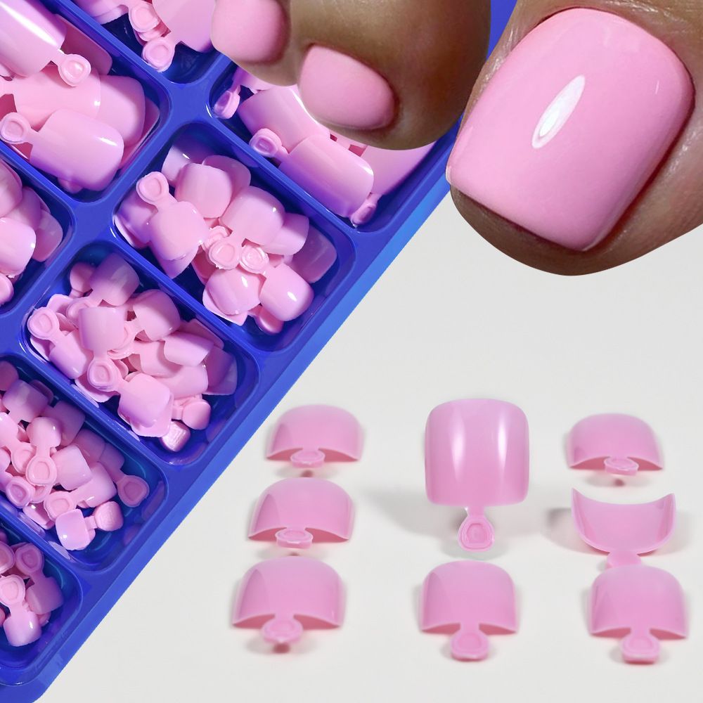 100pcs Clear False Toes Nails French Square Nature White Full Cover Fake Toe Nails Feet Nail Tips Artificial Press on Toenails