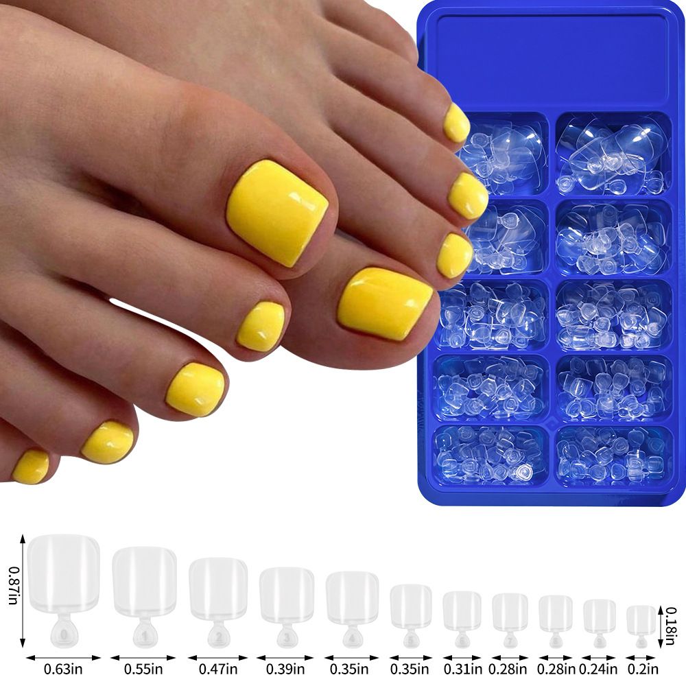 100pcs Clear False Toes Nails French Square Nature White Full Cover Fake Toe Nails Feet Nail Tips Artificial Press on Toenails
