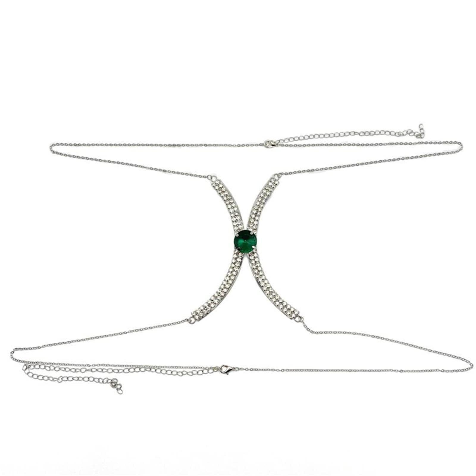 Sexy Rhinestone Chains Chest Chain Harness Waist Chain Breast Belly Body Jewelry Necklace For Women Party Clothing Accessories