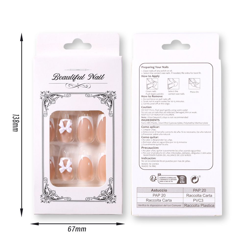 24Pcs Wearable Colorful Butterfly Designs French Press on Nails Long Ballet False Nails with Rhinestone acrylic Fake Nails tips