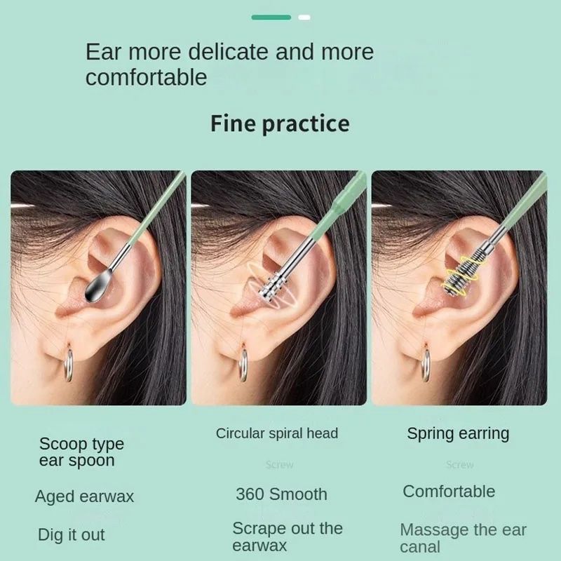 6-Pieces Ear Pick Set with PU Leather Case | Portable Ear Wax Remover Kit | Travel-Friendly Ear Spoon Set