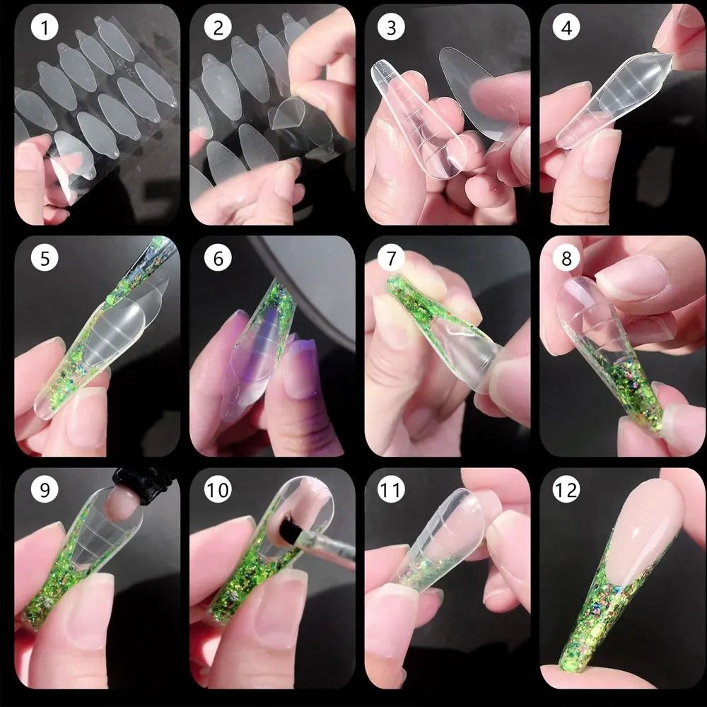 120Pcs/Box Dual Forms Mold UV Gel Quick Building Mold For Fake Nail Tip Extension Top Mold Nails Plastics Forms
