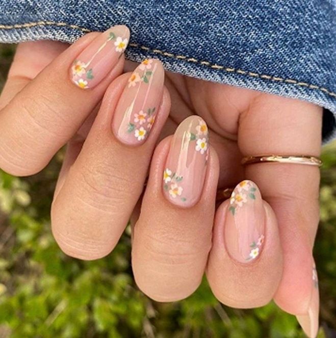 24Pcs Stiletto Press on Nails Glitter Almond False Nails French Tip Fake Nails with Glue Detachable Full Cover Acrylic Nail Tips