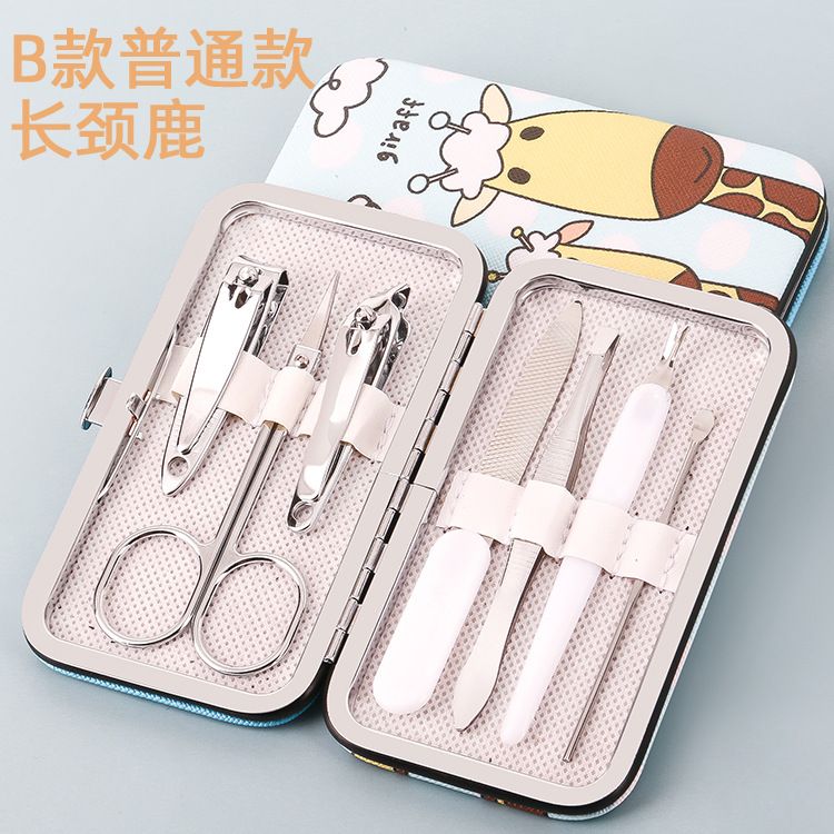 7pcs Cartoon Manicure Cutters Nail Clipper Set Household Stainless Steel Ear Spoon Pedicure Scissors Tool For Beauty