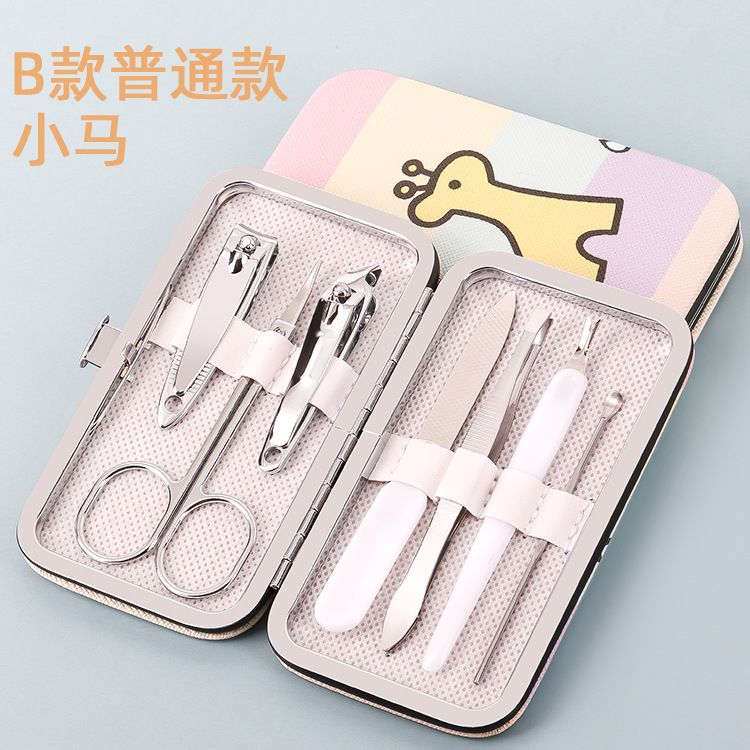 7pcs Cartoon Manicure Cutters Nail Clipper Set Household Stainless Steel Ear Spoon Pedicure Scissors Tool For Beauty