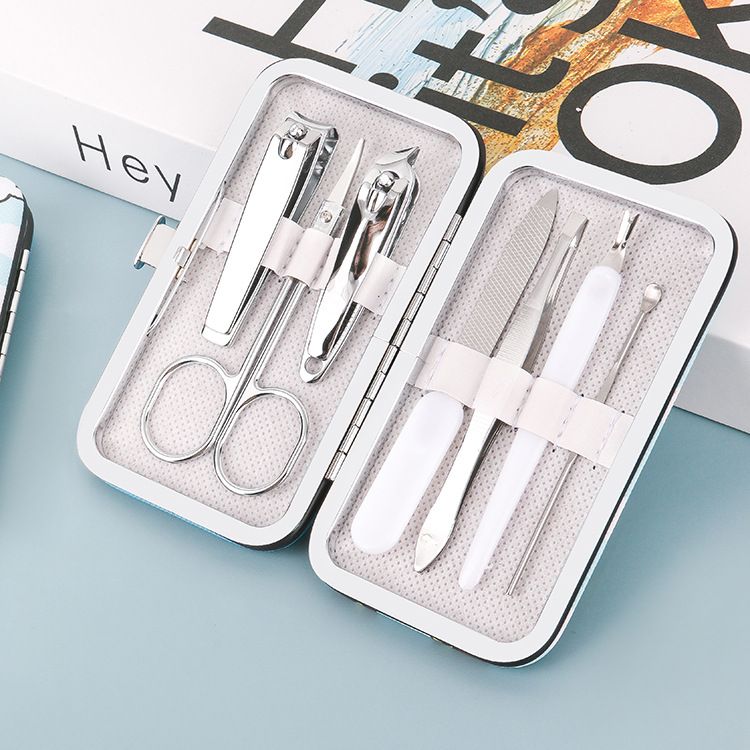 7pcs Cartoon Manicure Cutters Nail Clipper Set Household Stainless Steel Ear Spoon Pedicure Scissors Tool For Beauty