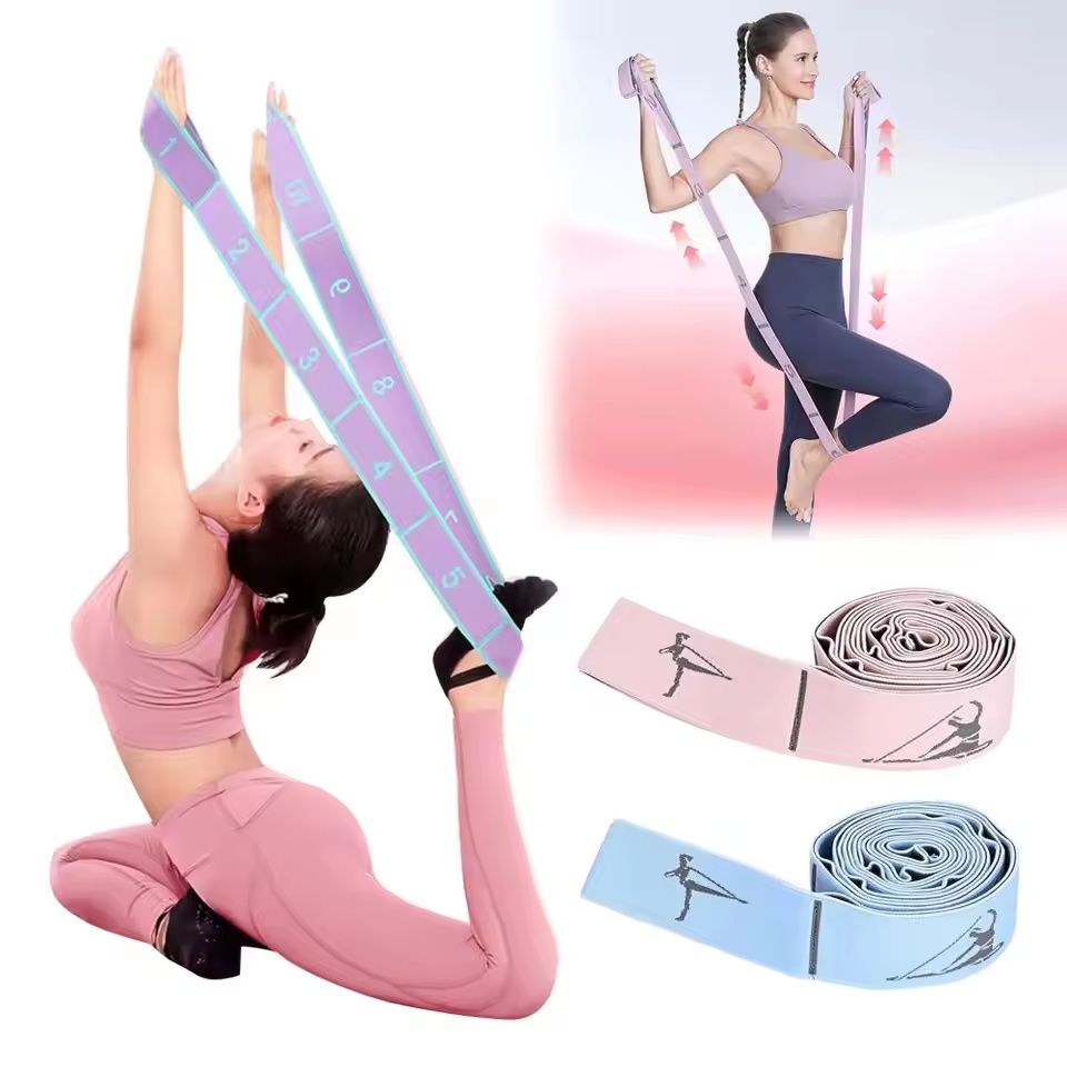 Yoga Stretching Strap with 11 Loop Physical Therapy Pilates Ballet Dance Body Leg Stretcher Elastic Band Home Gym Workout Resist