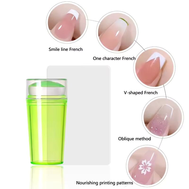 Transparent Nail Stamper With Scraper Jelly Silicone Head Stamp For French Nails Printing Nail Art Stamping Plate Manicure E0178