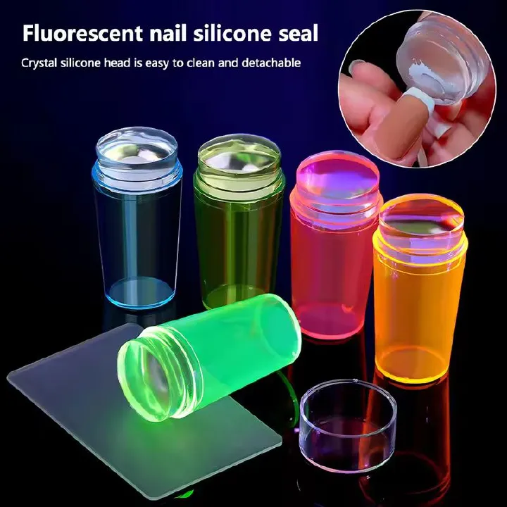 Transparent Nail Stamper With Scraper Jelly Silicone Head Stamp For French Nails Printing Nail Art Stamping Plate Manicure E0178
