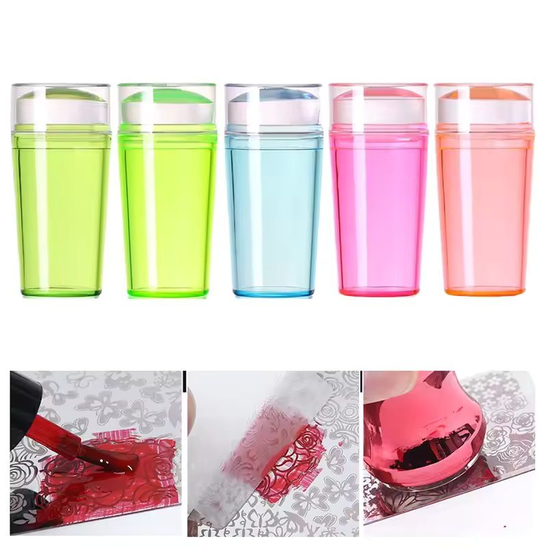 Transparent Nail Stamper With Scraper Jelly Silicone Head Stamp For French Nails Printing Nail Art Stamping Plate Manicure E0178